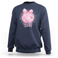 Neurodivergent Neuro Sparkly Sweatshirt Autism Spectrum ADHD Pink Bow Disco Ball