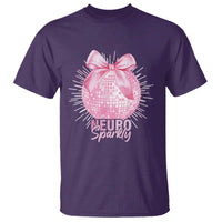 Neurodivergent Neuro Sparkly T Shirt Autism Spectrum ADHD Pink Bow Disco Ball