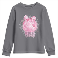 Neurodivergent Neuro Sparkly Youth Sweatshirt Autism Spectrum ADHD Pink Bow Disco Ball