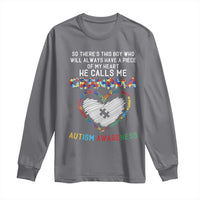 Autism Awareness Grandma Long Sleeve Shirt So There's This Boy Who Will Always Have A Piece Of My Heart He Calls Me Grandma