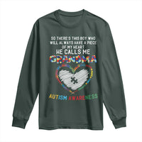 Autism Awareness Grandma Long Sleeve Shirt So There's This Boy Who Will Always Have A Piece Of My Heart He Calls Me Grandma