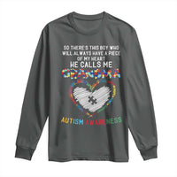 Autism Awareness Grandma Long Sleeve Shirt So There's This Boy Who Will Always Have A Piece Of My Heart He Calls Me Grandma