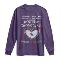Autism Awareness Grandma Long Sleeve Shirt So There's This Boy Who Will Always Have A Piece Of My Heart He Calls Me Grandma