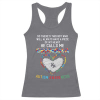 Autism Awareness Grandma Racerback Tank Top So There's This Boy Who Will Always Have A Piece Of My Heart He Calls Me Grandma
