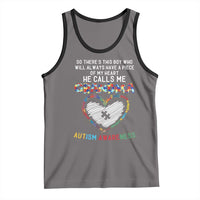 Autism Awareness Grandma Tank Top So There's This Boy Who Will Always Have A Piece Of My Heart He Calls Me Grandma