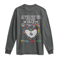 Autism Awareness Grandpa Long Sleeve Shirt So There's This Boy Who Will Always Have A Piece Of My Heart He Calls Me Grandpa