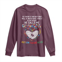 Autism Awareness Grandpa Long Sleeve Shirt So There's This Boy Who Will Always Have A Piece Of My Heart He Calls Me Grandpa