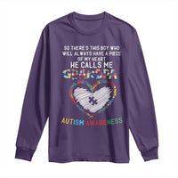 Autism Awareness Grandpa Long Sleeve Shirt So There's This Boy Who Will Always Have A Piece Of My Heart He Calls Me Grandpa