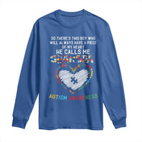 Autism Awareness Grandpa Long Sleeve Shirt So There's This Boy Who Will Always Have A Piece Of My Heart He Calls Me Grandpa