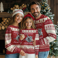 Funny Autistic Princess Ugly Christmas Sweater Autism Awareness Raccoon