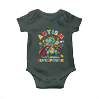 Funny Autism Is My Superpower Baby Onesie Autism Awareness Autistic Dinosaur