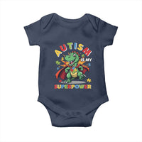 Funny Autism Is My Superpower Baby Onesie Autism Awareness Autistic Dinosaur