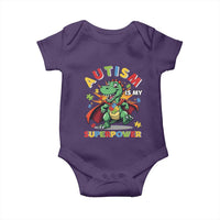 Funny Autism Is My Superpower Baby Onesie Autism Awareness Autistic Dinosaur