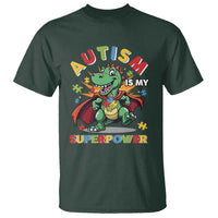Funny Autism Is My Superpower T Shirt Autism Awareness Autistic Dinosaur
