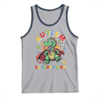 Funny Autism Is My Superpower Tank Top Autism Awareness Autistic Dinosaur