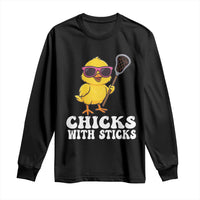 Funny Lax Girl Long Sleeve Shirt Chicks With Sticks Lacrosse Shooter