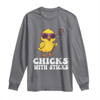 Funny Lax Girl Long Sleeve Shirt Chicks With Sticks Lacrosse Shooter