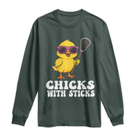 Funny Lax Girl Long Sleeve Shirt Chicks With Sticks Lacrosse Shooter