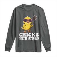 Funny Lax Girl Long Sleeve Shirt Chicks With Sticks Lacrosse Shooter