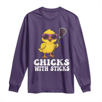 Funny Lax Girl Long Sleeve Shirt Chicks With Sticks Lacrosse Shooter