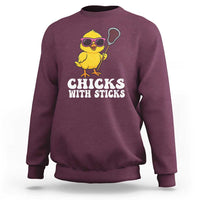 Funny Lax Girl Sweatshirt Chicks With Sticks Lacrosse Shooter