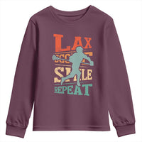 Funny Lax Score Smile Repeat Youth Sweatshirt Lax Lacrosse Lover