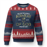 Put On The Whole Armor Of God Prayer Unit Ugly Christmas Sweater Ephesians 6:11 Christian Army - Wonder Print Shop