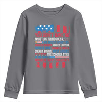Funny You Dont Have No Whistlin Bugholes Youth Sweatshirt 4th Of July American Flag