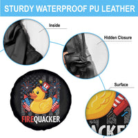 Funny 4th of July Duck Firequacker Spare Tire Cover Patriotic Vintage American Flag - Wonder Print Shop