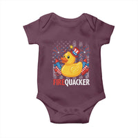 Funny 4th of July Duck Firequacker Baby Onesie Patriotic Vintage American Flag - Wonder Print Shop