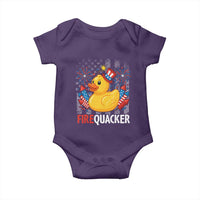 Funny 4th of July Duck Firequacker Baby Onesie Patriotic Vintage American Flag - Wonder Print Shop