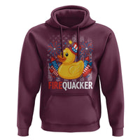 Funny 4th of July Duck Firequacker Hoodie Patriotic Vintage American Flag - Wonder Print Shop