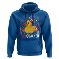 Funny 4th of July Duck Firequacker Hoodie Patriotic Vintage American Flag - Wonder Print Shop