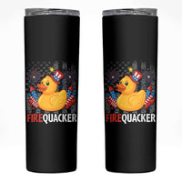 Funny 4th of July Duck Firequacker Skinny Tumbler Patriotic Vintage American Flag - Wonder Print Shop