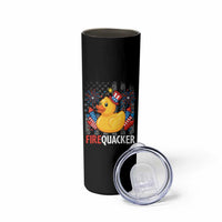 Funny 4th of July Duck Firequacker Skinny Tumbler Patriotic Vintage American Flag - Wonder Print Shop