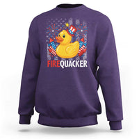 Funny 4th of July Duck Firequacker Sweatshirt Patriotic Vintage American Flag - Wonder Print Shop