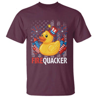 Funny 4th of July Duck Firequacker T Shirt Patriotic Vintage American Flag - Wonder Print Shop
