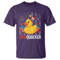 Funny 4th of July Duck Firequacker T Shirt Patriotic Vintage American Flag - Wonder Print Shop