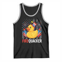 Funny 4th of July Duck Firequacker Tank Top Patriotic Vintage American Flag - Wonder Print Shop