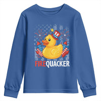 Funny 4th of July Duck Firequacker Youth Sweatshirt Patriotic Vintage American Flag - Wonder Print Shop