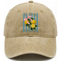 Funny Les Citrons Fruits Frais Washed Cotton Baseball Cap Summer Lemon Tropical Coquette