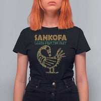 Sankofa Learn From The Past T Shirt For Women African Bird Black History Akan Pattern