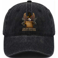 Emancipation Proclamation Washed Cotton Baseball Cap Juneteenth End of Slavery Bald Eagle