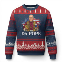 Funny Da Pope America Chicago Leo XIV Ugly Christmas Sweater Hotdog And Beer - Wonder Print Shop