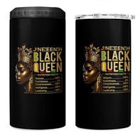 Juneteenth Black Queen Nutritional Facts 4 in 1 Can Cooler Tumbler Afro Melanin Queen