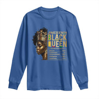 Juneteenth Black Queen Nutritional Facts Long Sleeve Shirt Afro Melanin Queen