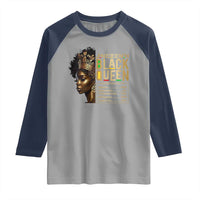 Juneteenth Black Queen Nutritional Facts Raglan Shirt Afro Melanin Queen