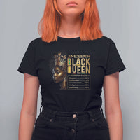 Juneteenth Black Queen Nutritional Facts T Shirt For Women Afro Melanin Queen