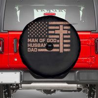 Man of God Husband Dad Christian Dad Father's Day Spare Tire Cover Vintage American Flag