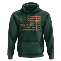 Man of God Husband Dad Christian Dad Father's Day Hoodie Vintage American Flag